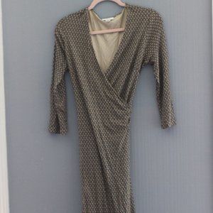 Ann Taylor LOFT Brown/Blue Wrap Dress